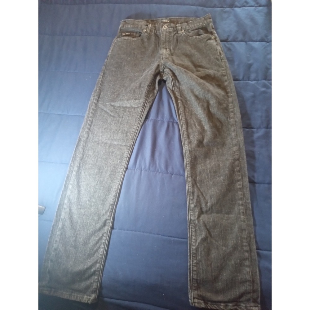 RVCA Daggers Jeans Men's 31w Straight Leg‎ Med Wash Black Denim